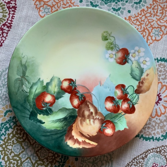 Other - Antique J.P.L. France Jean Pouyat Limoges Hand Painted Strawberry Themed Plate